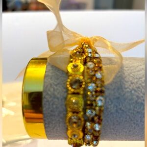 Gold and Crystal Bracelet Set